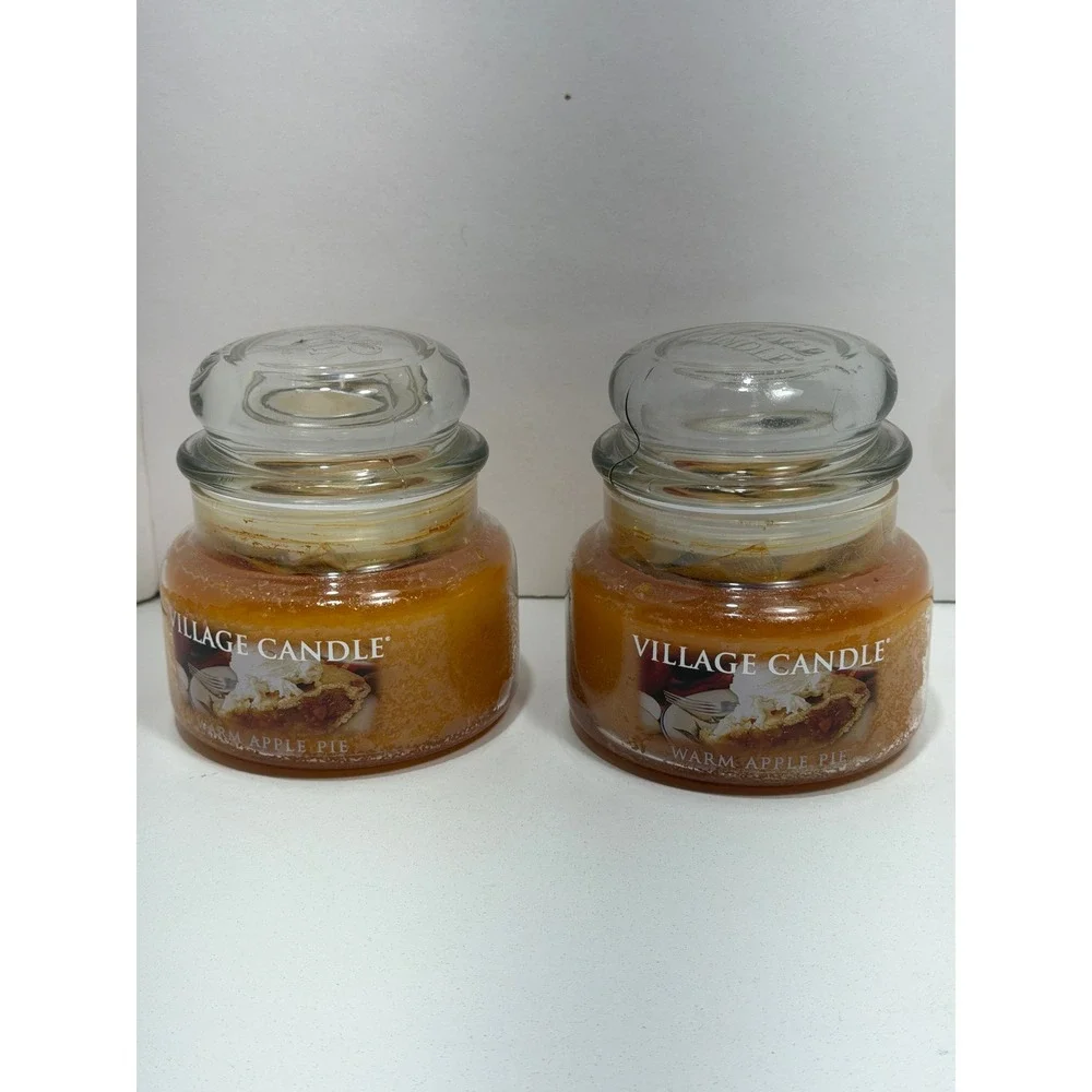 Village Candle Warm Apple Pie 11oz Small Jar Dual Wick Scented Candle Set of 2